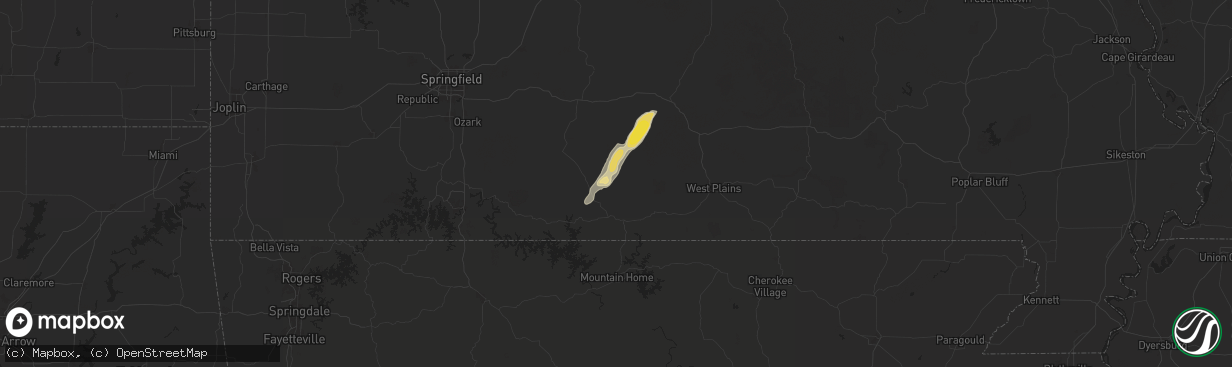 Hail map in Brixey, MO on September 22, 2024