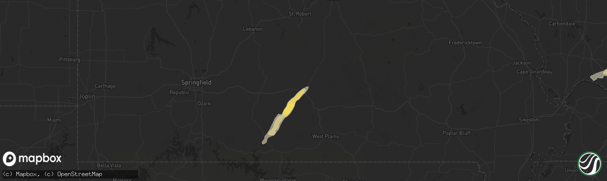 Hail map in Cabool, MO on September 22, 2024