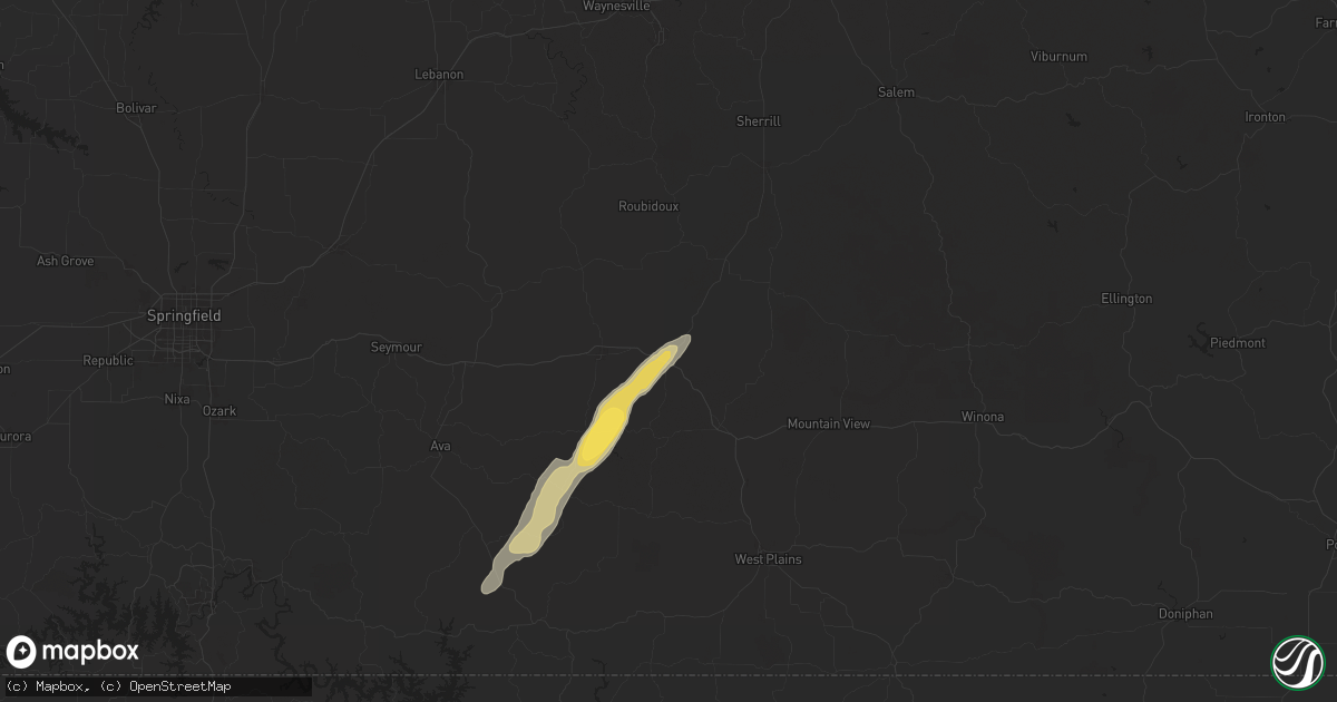 Hail map in Cabool, MO on September 22, 2024