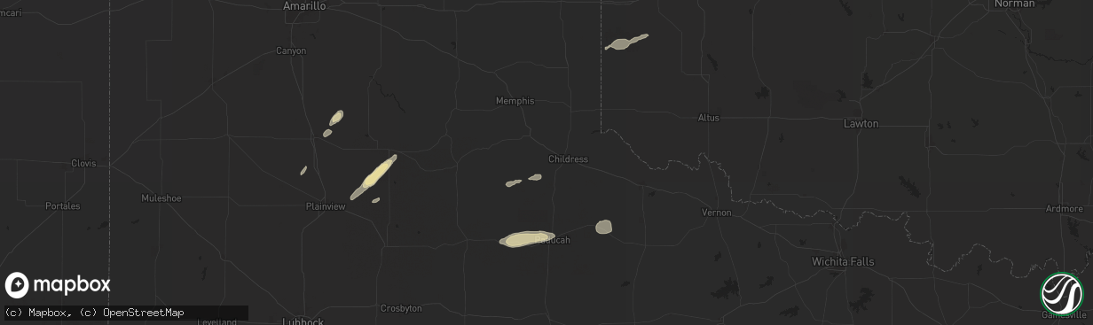 Hail map in Childress, TX on September 22, 2024