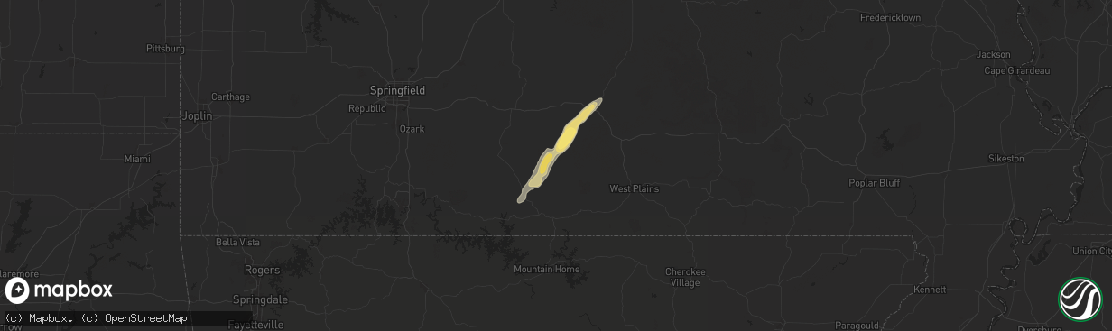 Hail map in Drury, MO on September 22, 2024