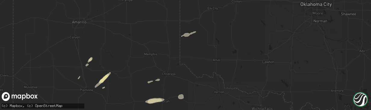 Hail map in Hollis, OK on September 22, 2024