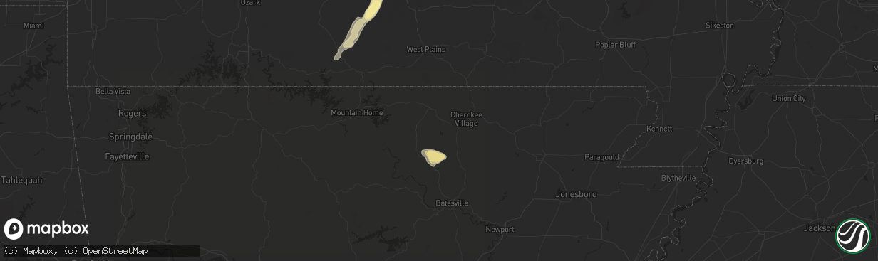 Hail map in Horseshoe Bend, AR on September 22, 2024