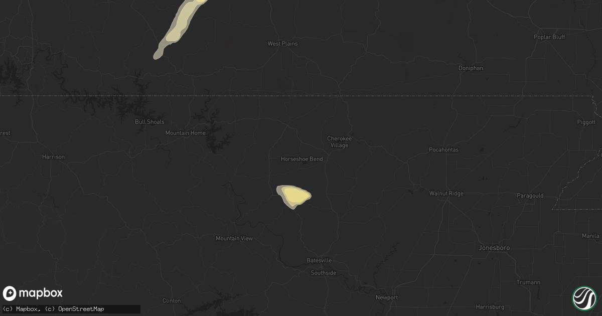 Hail map in Horseshoe Bend, AR on September 22, 2024