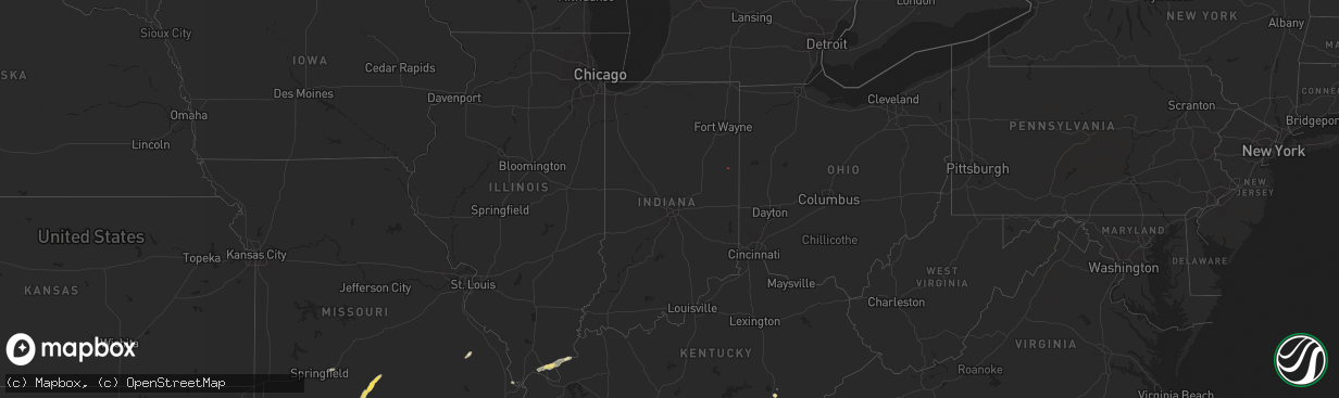 Hail map in Indiana on September 22, 2024