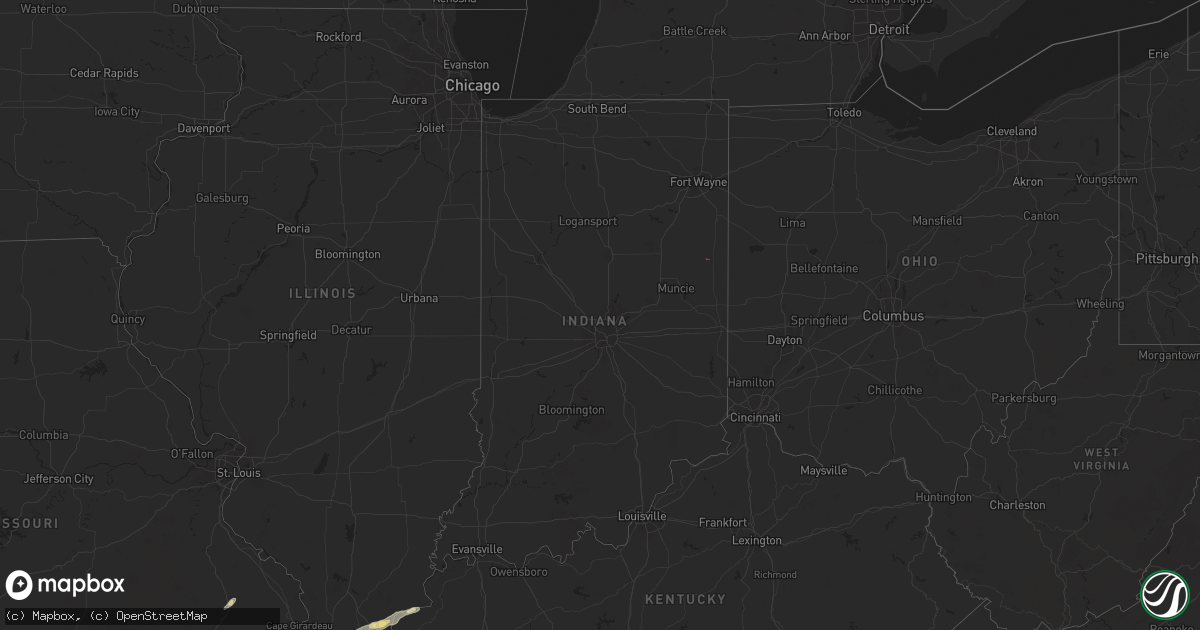 Hail map in Indiana on September 22, 2024