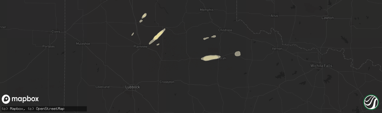 Hail map in Matador, TX on September 22, 2024