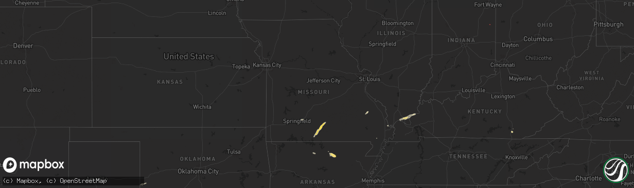 Hail map in Missouri on September 22, 2024