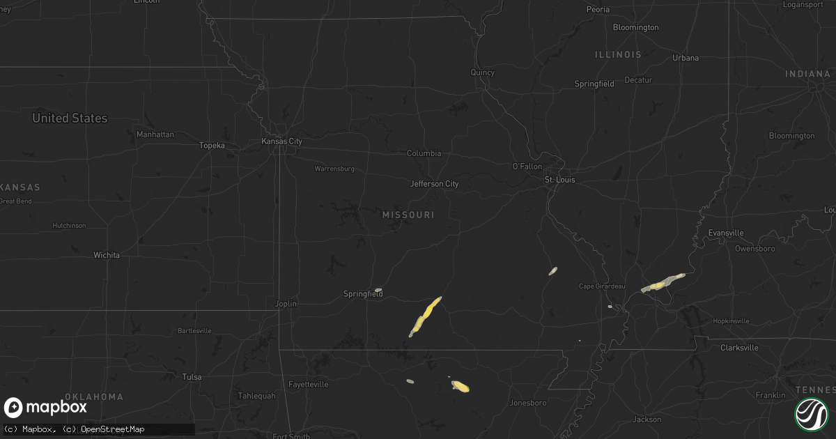 Hail map in Missouri on September 22, 2024