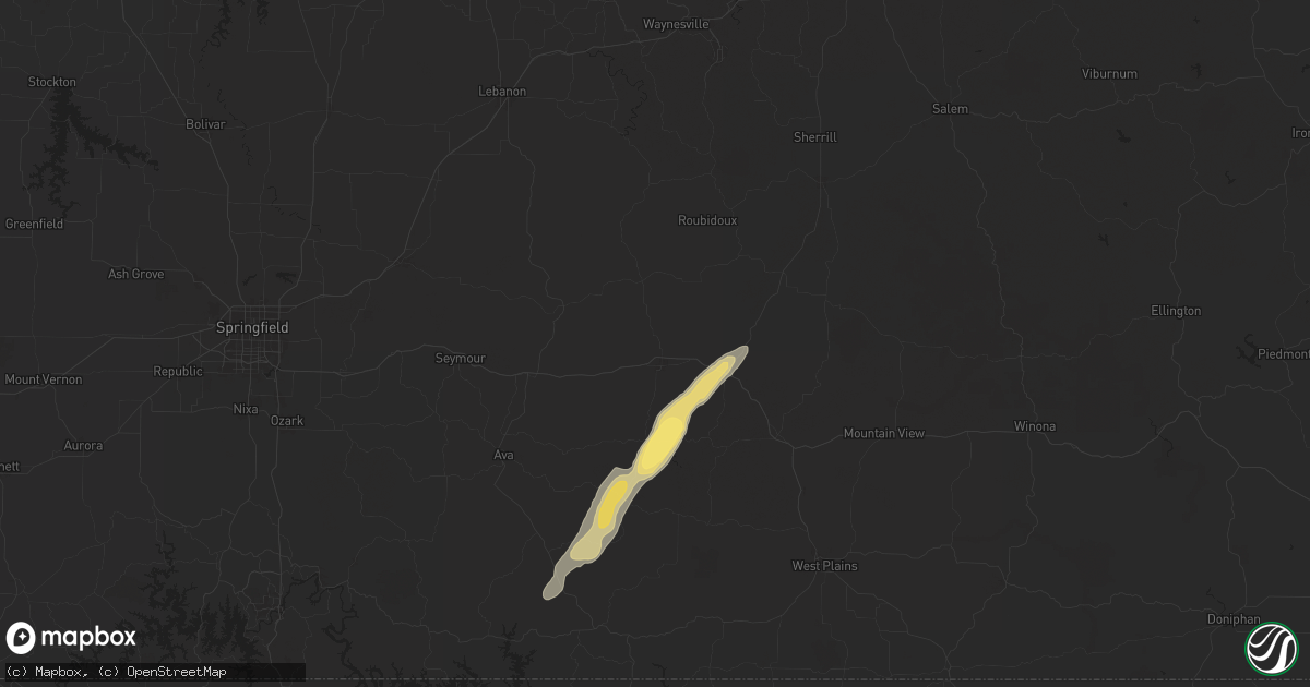 Hail map in Mountain Grove, MO on September 22, 2024