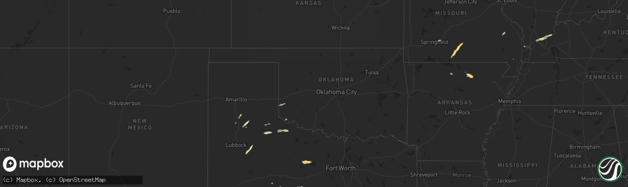 Hail map in Oklahoma on September 22, 2024