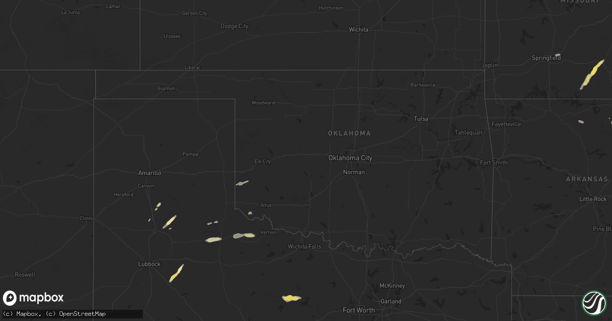 Hail map in Oklahoma on September 22, 2024