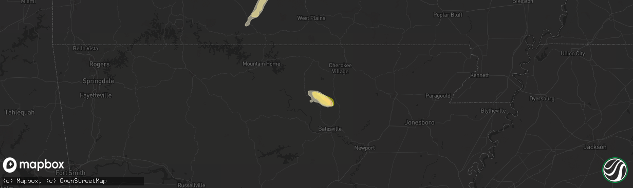 Hail map in Sage, AR on September 22, 2024