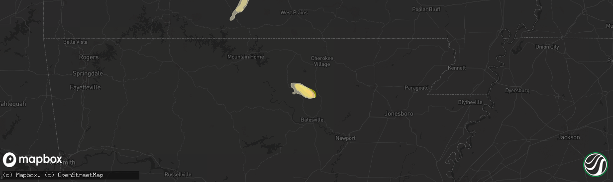 Hail map in Sidney, AR on September 22, 2024