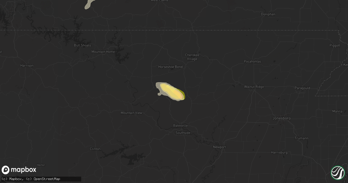 Hail map in Sidney, AR on September 22, 2024