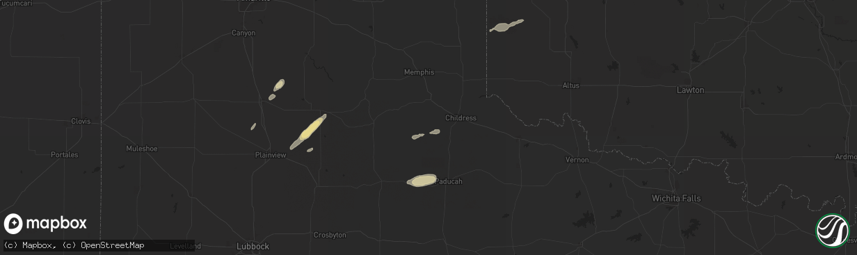 Hail map in Tell, TX on September 22, 2024