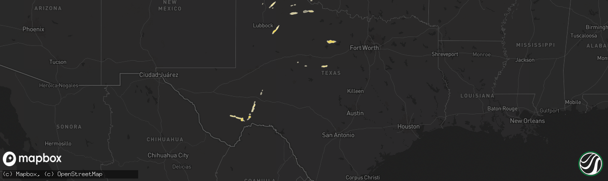 Hail map in Texas on September 22, 2024