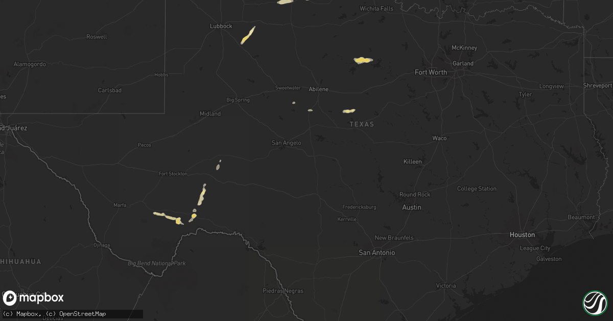 Hail map in Texas on September 22, 2024