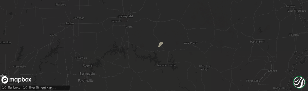 Hail map in Thornfield, MO on September 22, 2024