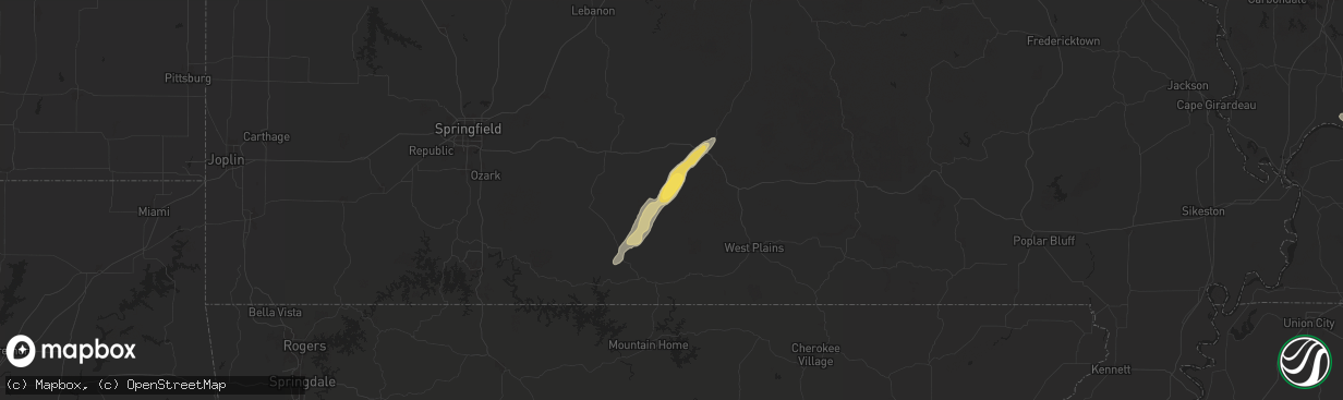 Hail map in Vanzant, MO on September 22, 2024