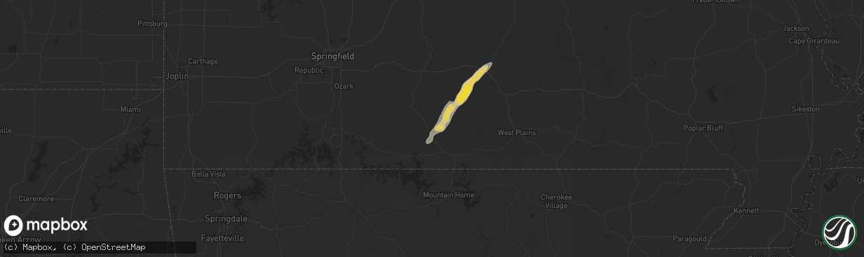 Hail map in Wasola, MO on September 22, 2024