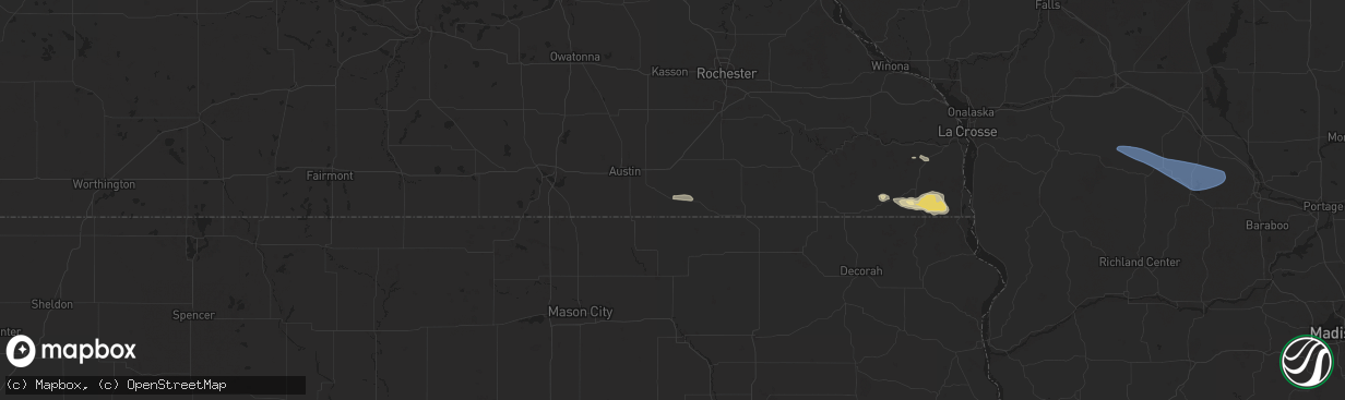 Hail map in Adams, MN on September 22, 2025