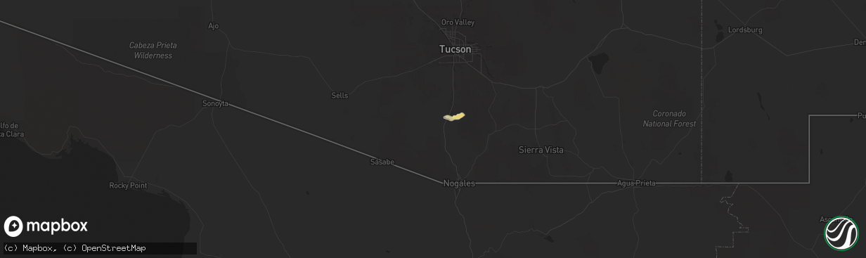 Hail map in Amado, AZ on September 22, 2025