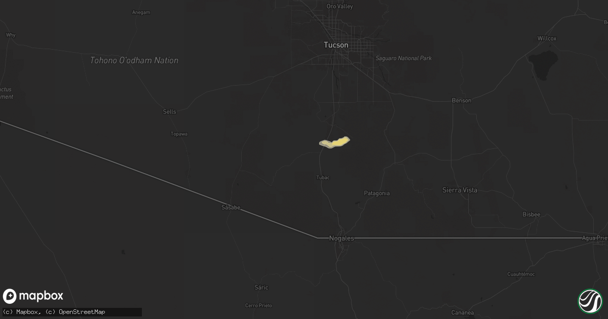 Hail map in Amado, AZ on September 22, 2025