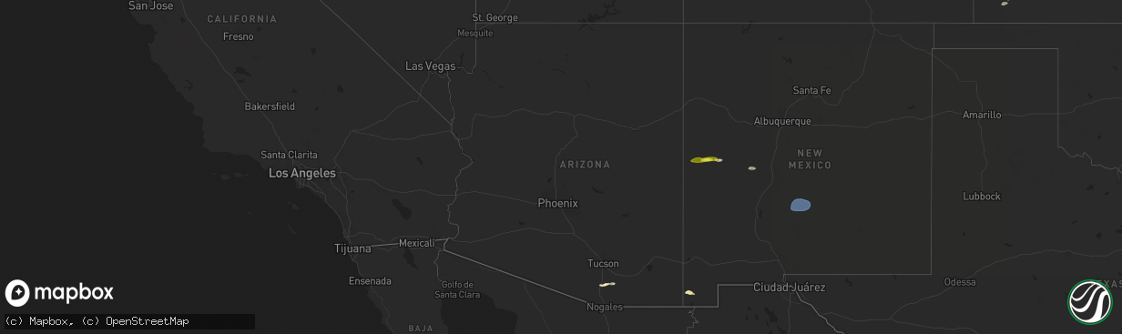 Hail map in Arizona on September 22, 2025