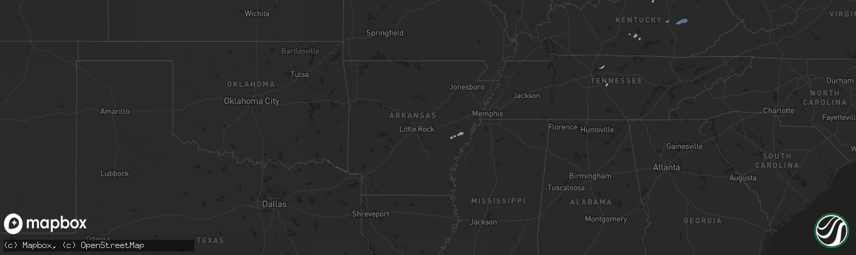 Hail map in Arkansas on September 22, 2025