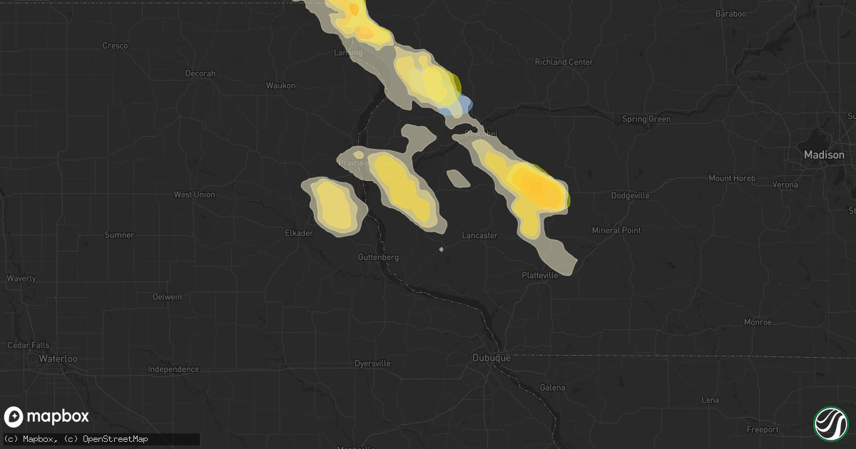 Hail map in Bloomington, WI on September 22, 2025