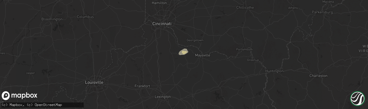 Hail map in Brooksville, KY on September 22, 2025