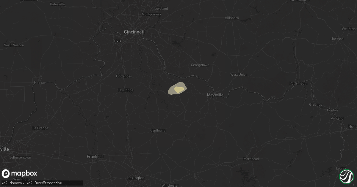 Hail map in Brooksville, KY on September 22, 2025