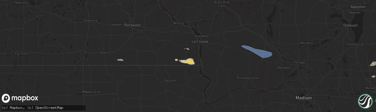 Hail map in Caledonia, MN on September 22, 2025