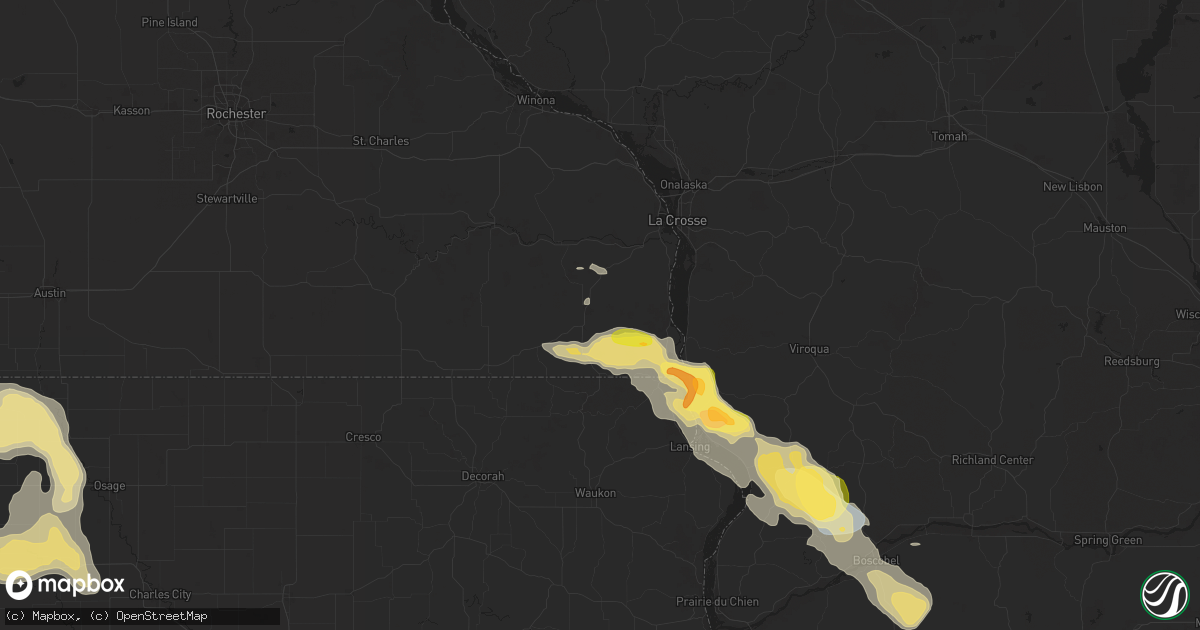 Hail map in Caledonia, MN on September 22, 2025