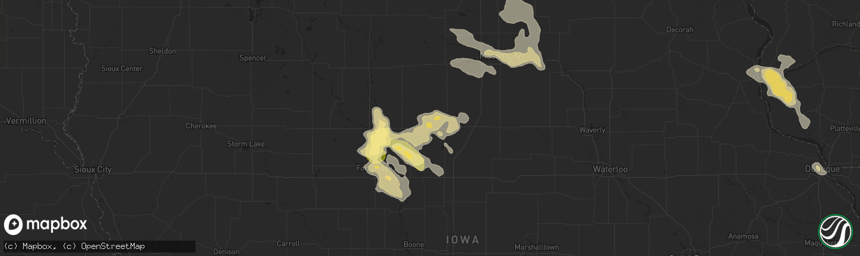 Hail map in Clarion, IA on September 22, 2025