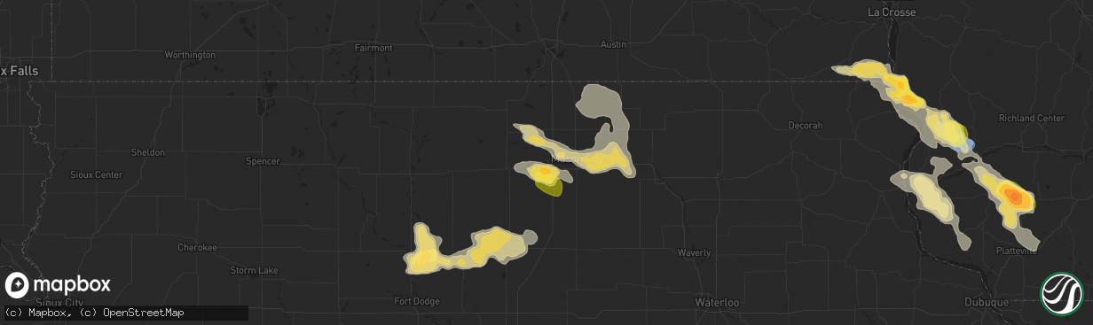 Hail map in Clear Lake, IA on September 22, 2025