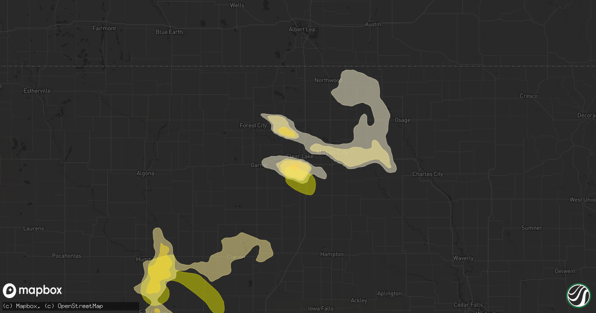 Hail map in Clear Lake, IA on September 22, 2025