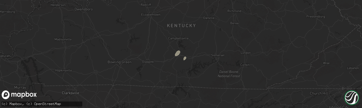 Hail map in Columbia, KY on September 22, 2025