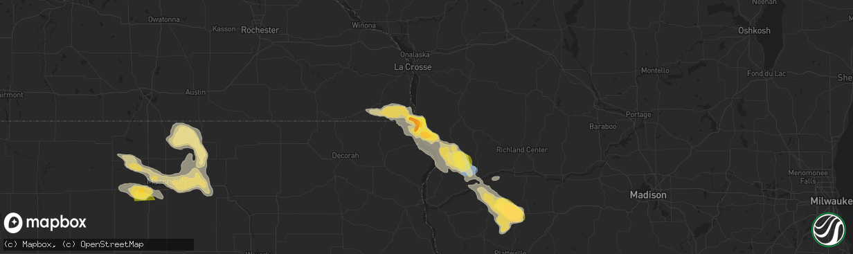 Hail map in De Soto, WI on September 22, 2025