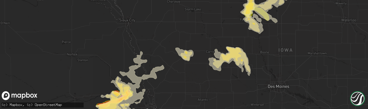 Hail map in Denison, IA on September 22, 2025