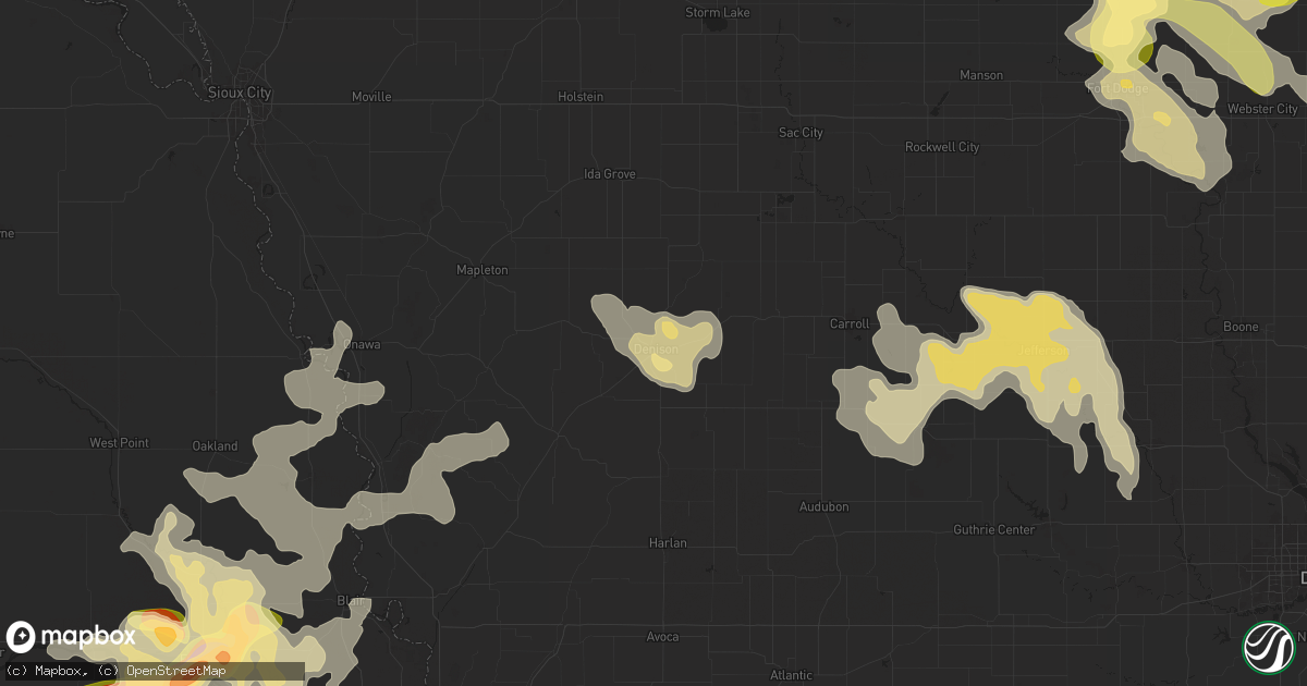 Hail map in Denison, IA on September 22, 2025
