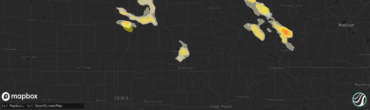 Hail map in Denver, IA on September 22, 2025