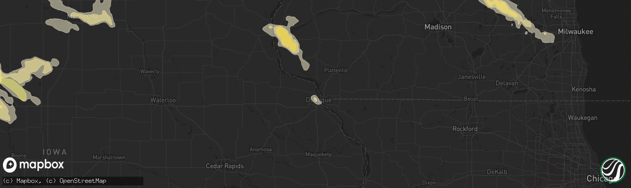 Hail map in Dubuque, IA on September 22, 2025