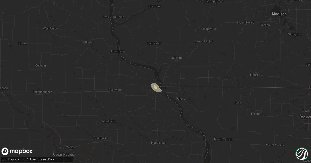 Hail map in Dubuque, IA on September 22, 2025
