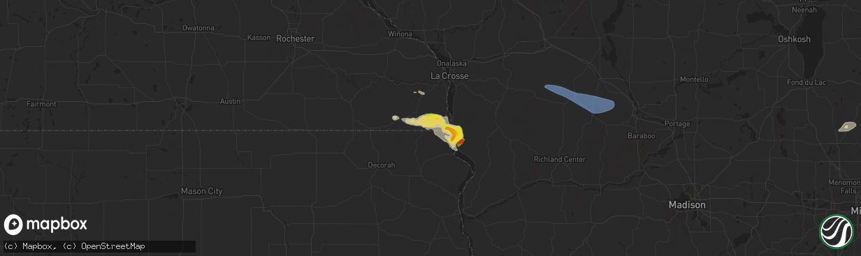 Hail map in Eitzen, MN on September 22, 2025