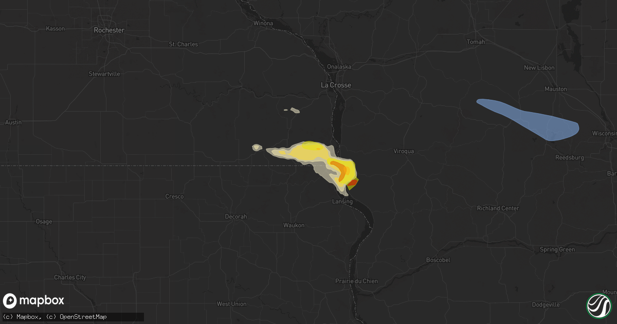 Hail map in Eitzen, MN on September 22, 2025