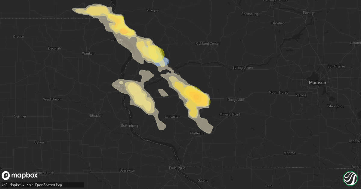 Hail map in Fennimore, WI on September 22, 2025
