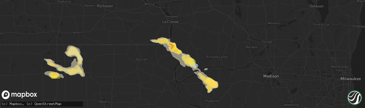 Hail map in Ferryville, WI on September 22, 2025