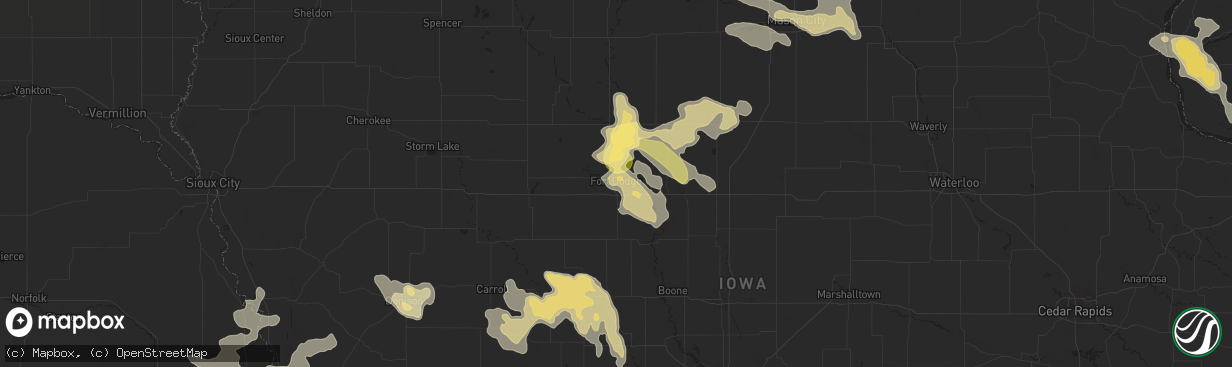 Hail map in Fort Dodge, IA on September 22, 2025